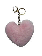 Pink Fluffy Heart Keychain