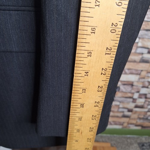 Hart Schaffner Marx 2 Piece Suit Mens 44L 34X32 Dark Gray Stripe 3 Button Wool - Picture 5 of 18