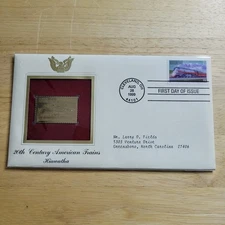 20th Century American Trains Hiawatha 22kt Gold Replica Stamp 1st Day w/card