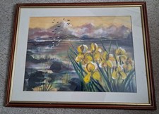 'Marsh-Land Irises' Original Painting On Silk