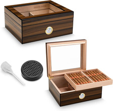 Zigarren Humidor Zedernholz, Glasplatte, Humidor Mit Luftbefeuchter&Hygrometer,