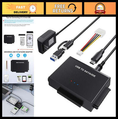 USB 3.0 SATA IDE Adapter Converter Kit for 2.5'' 3.5'' HDD SSD + Type C Power Supp