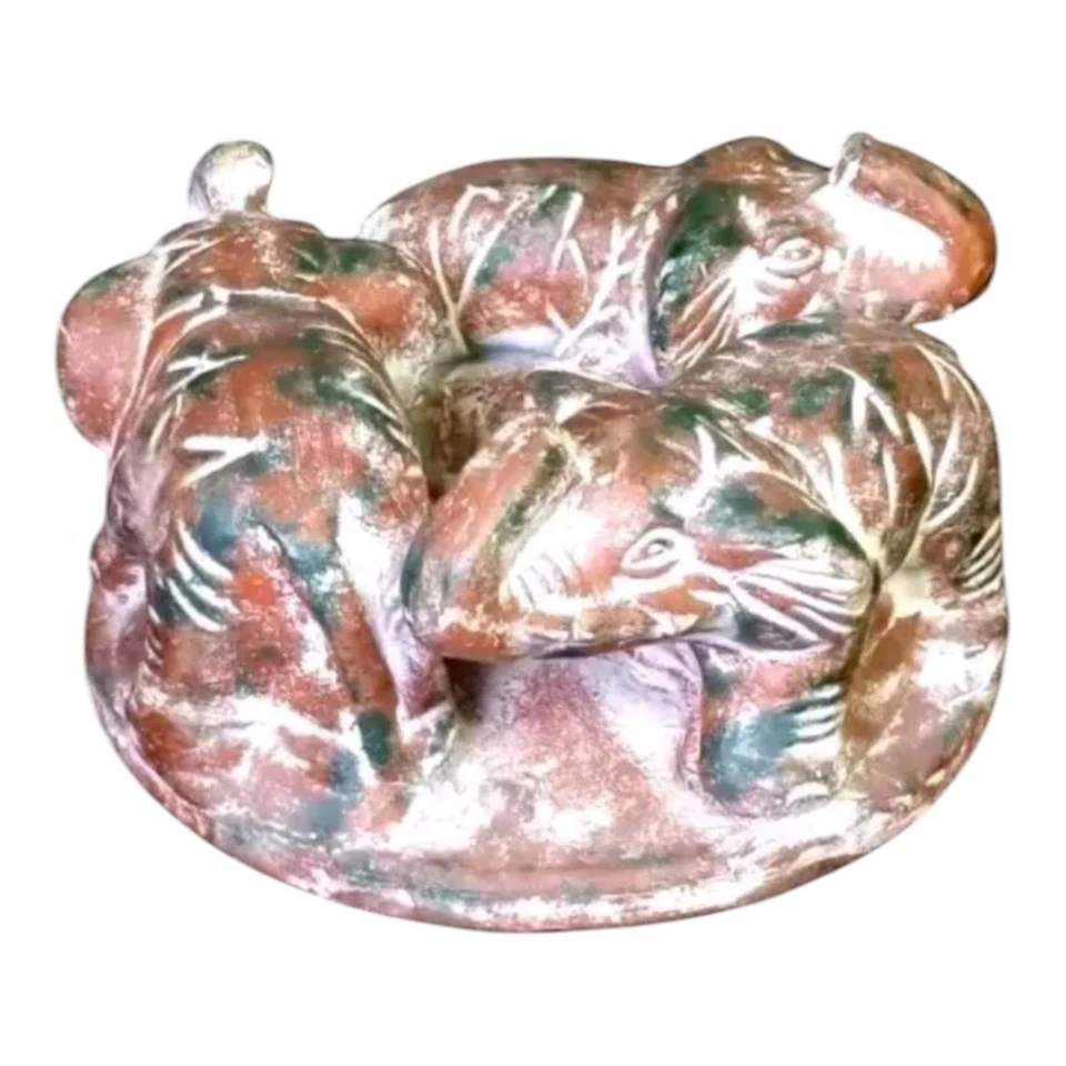 Candelabro Circle of Elephants Friends terracota con lavado blanco hecho a mano Foto 3 de 4