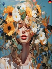 HEIBAGO Malen Nach Zahlen für Erwachsene, DIY Blumen Mädchen Malen Nach Zahlen B