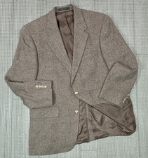 Vintage Polo University Blazer Mens 42 Brown Herringbone Wool Sport Coat 80s