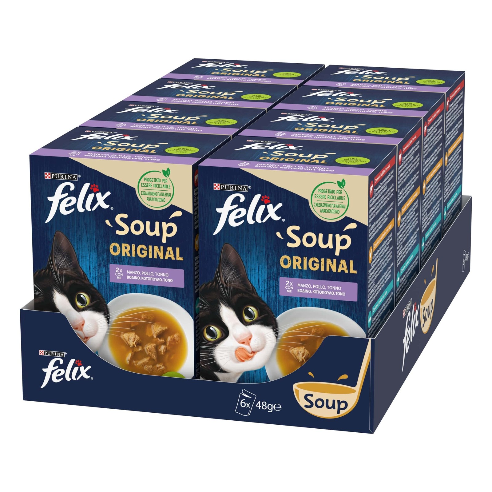 FELIX Soup Manzo e Pollo: Cibo Umido Complementare per Gatti Adulti