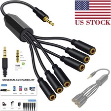 3.5mm Audio Aux Cable Male to 6x Female Stereo Extension Headphone Splitter Cord