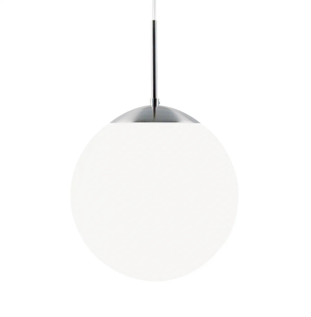 Ceiling Light Silver Cafe 20 Single Dome Pendant White Opal Glass Cm 60w Max E27