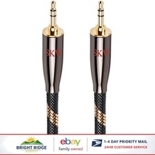 High Gauge 3.5mm Male to Male AUX Cable, 4.9ft Braided Stereo Audio Connector