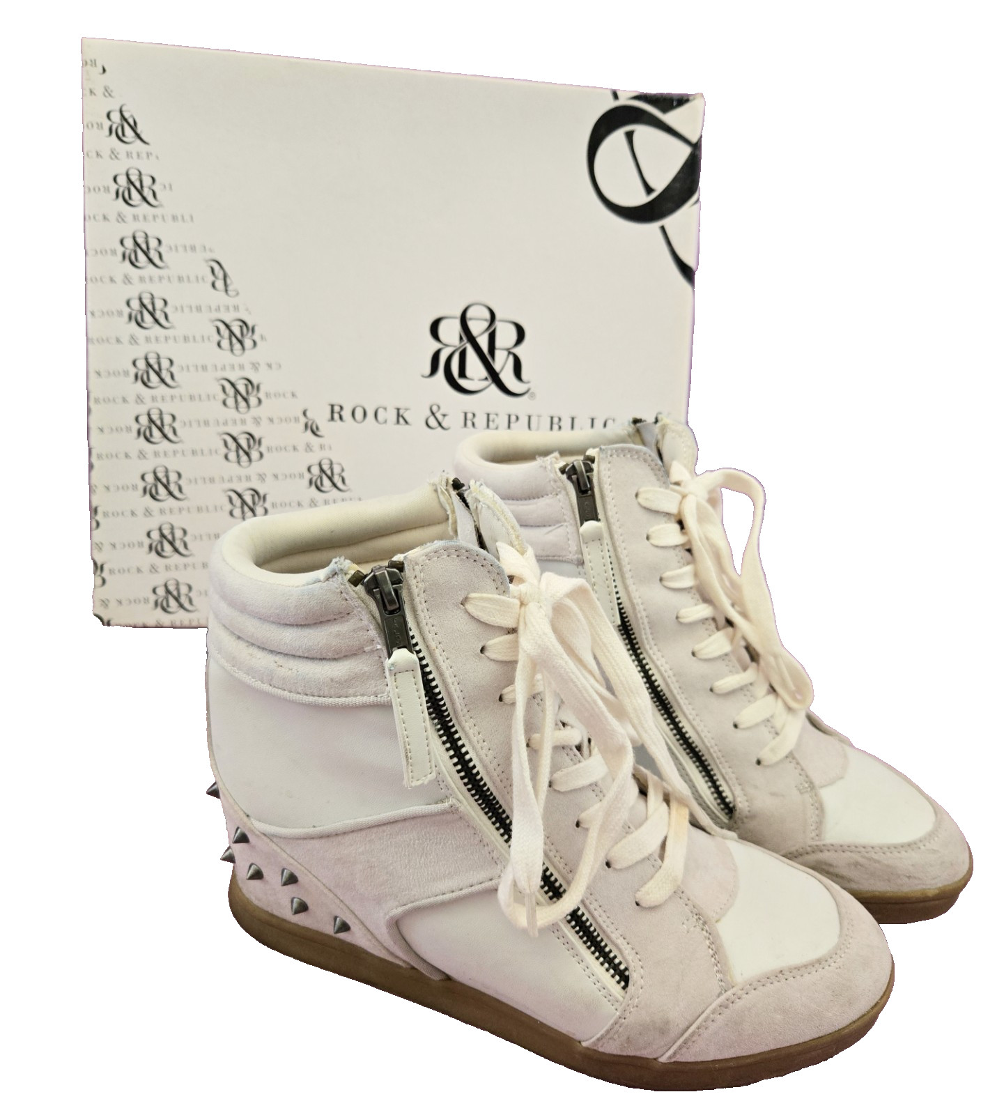 Women Size 8.5 White Kaydenice Double Zip