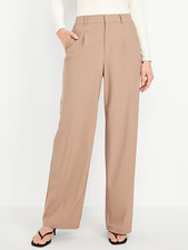 Old Navy SleekTech Trouser Pants Womens M Tan Full Length Lightweight NEW