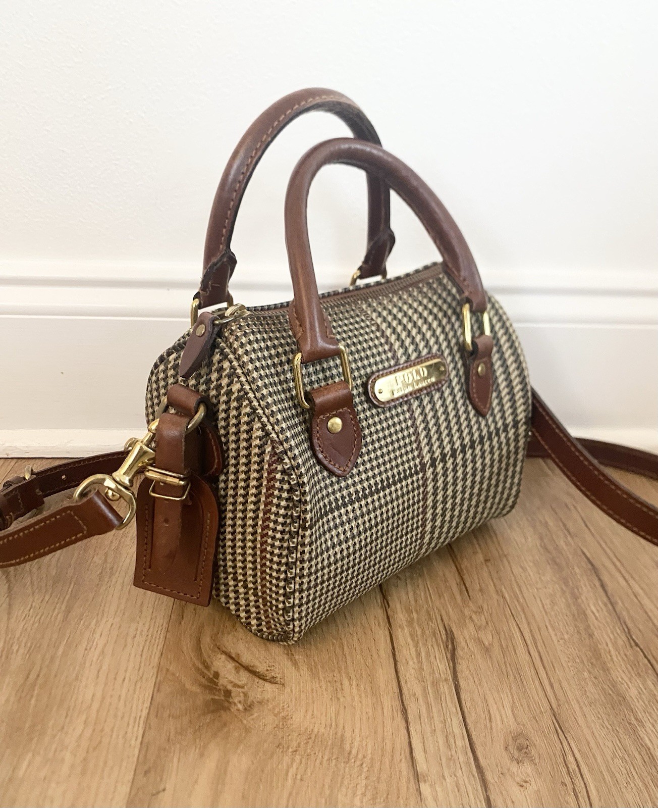 Vintage Polo Ralph Lauren Houndstooth Mini Boston Han… - Gem