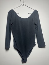 Black Women's Scoop neck Bodysuit Snap Closure