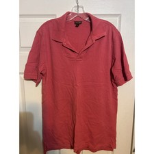 Cherokee Men Casual Short Sleeve Collared Polo Shirt Red Size Medium