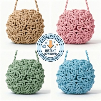 Round Ruffle Flower Bag Crochet Pattern   PDF + Video Tutorial with Step-by-Step