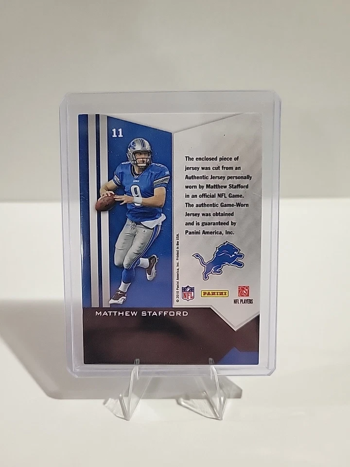 2010 Panini Epix - #11 Matthew Stafford GAME WORN PATCH Detroit Lions - Image 2 of 2