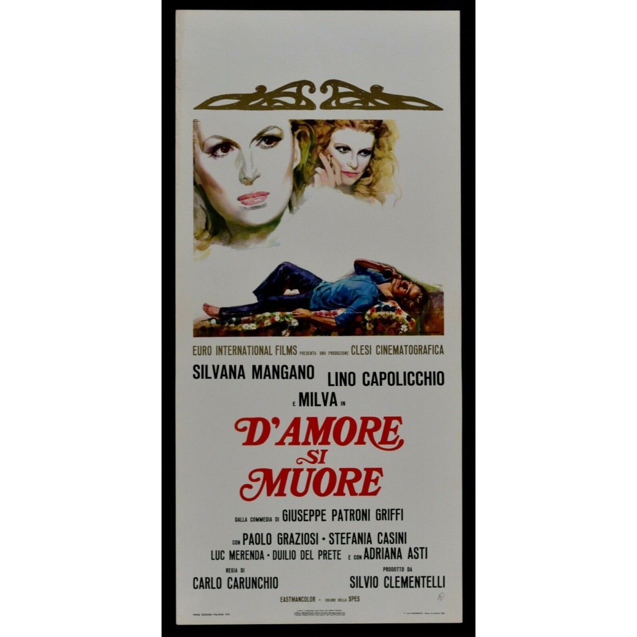 Locandina originale film D'amore si muore (1972) - Regia di Carlo Carunchio