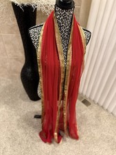 Red  Gold Net Dupatta - Perfect for Weddings  Festive Wear
