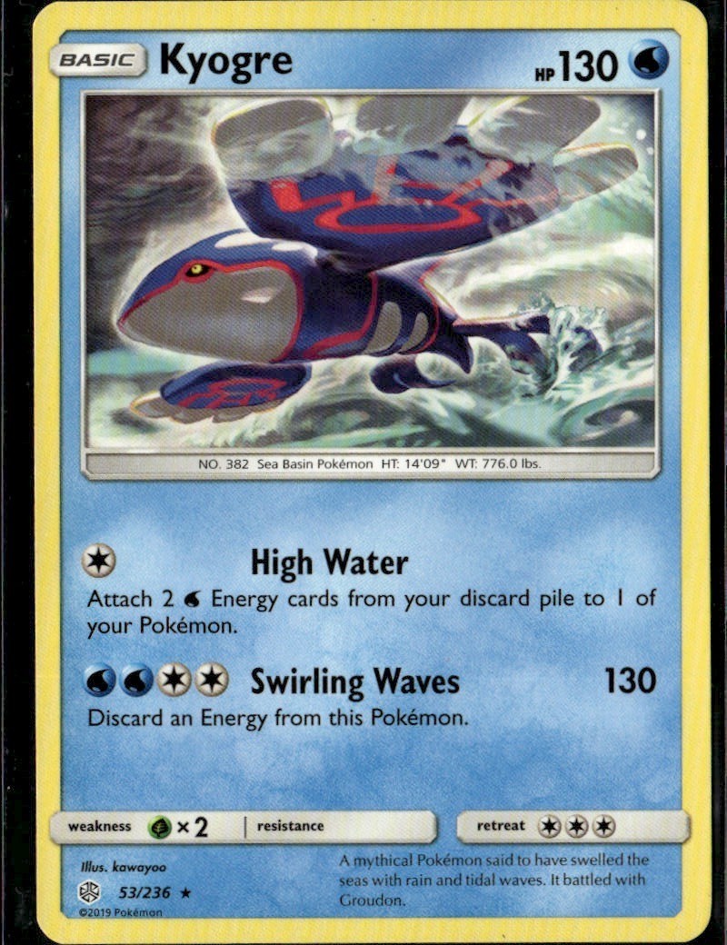 Kyogre Rare SM Cosmic Eclipse 53/236 Water Pokemon Card