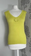 Shanghai Tang 100% Silk Knitted Sleeveless Vest Tank Top Lime Green Size Small