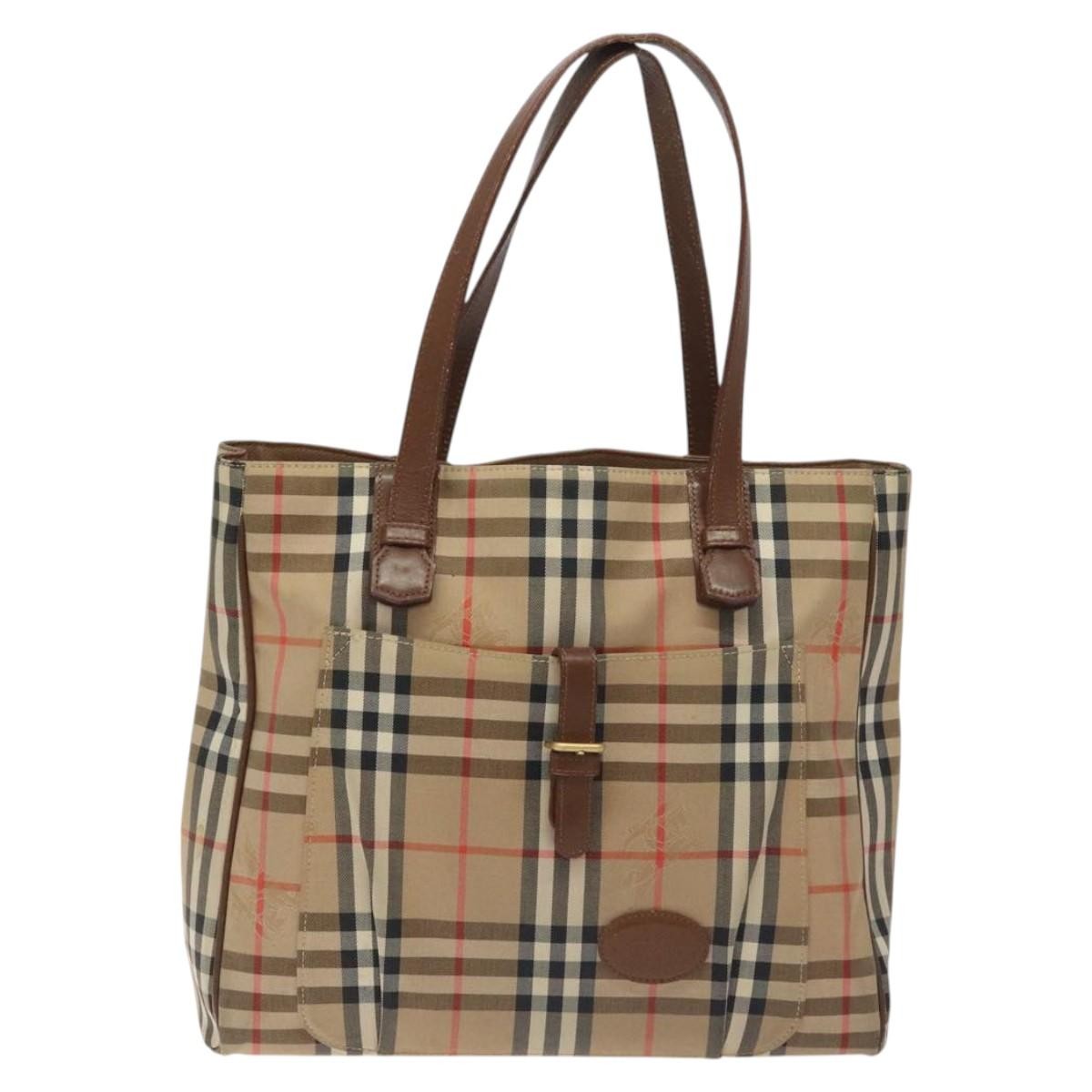 Burberry Nova Check Beige Canvas Tote Bag 100% Authentic Luxury-image