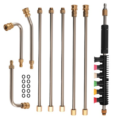 #ad 4000PSI High Pressure Washer Extension Kit 6 Wands 6 Nozzles 3 Curved Rods $30.25