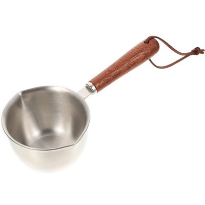 Metal Saucepan Reusable Sauce Pan Multi-use Saucepan with Wood Handle