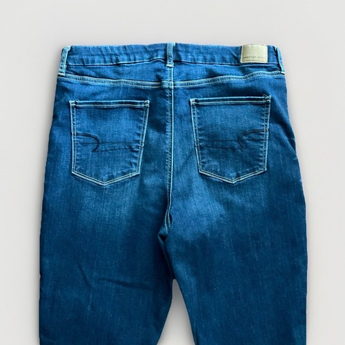 American Eagle 16 Long Blue Jeans Curvy Hi-Rise Jegging Crop Raw Hem Button - Bild 2 von 6