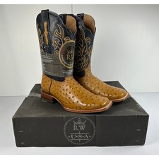 Rey Welt Men's Cowboy Ostrich Boots Light Brown Size 11 NIB #016S