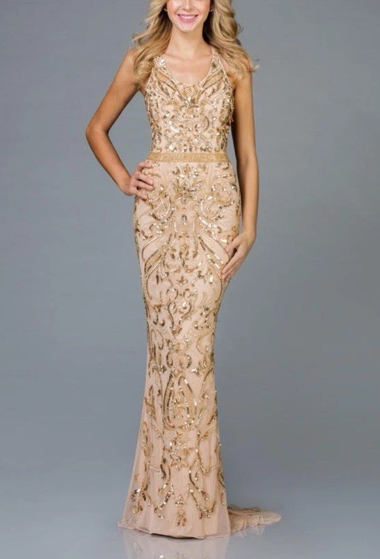 scala gold dress Scala prom dress 1015 - Gold sequin strapless evening gown