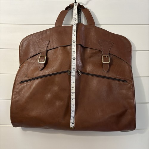 Renwick Bull Hide Leather Garment Bag Brown Duffel Fold Over Canada 36” Travel - Bild 19 von 19