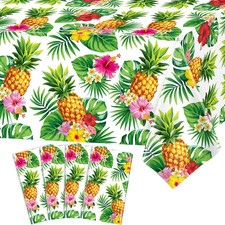 4 Pack Hawaiian Luau Tablecloth Tropical Table Cover Palm Leaves Party Table Clo