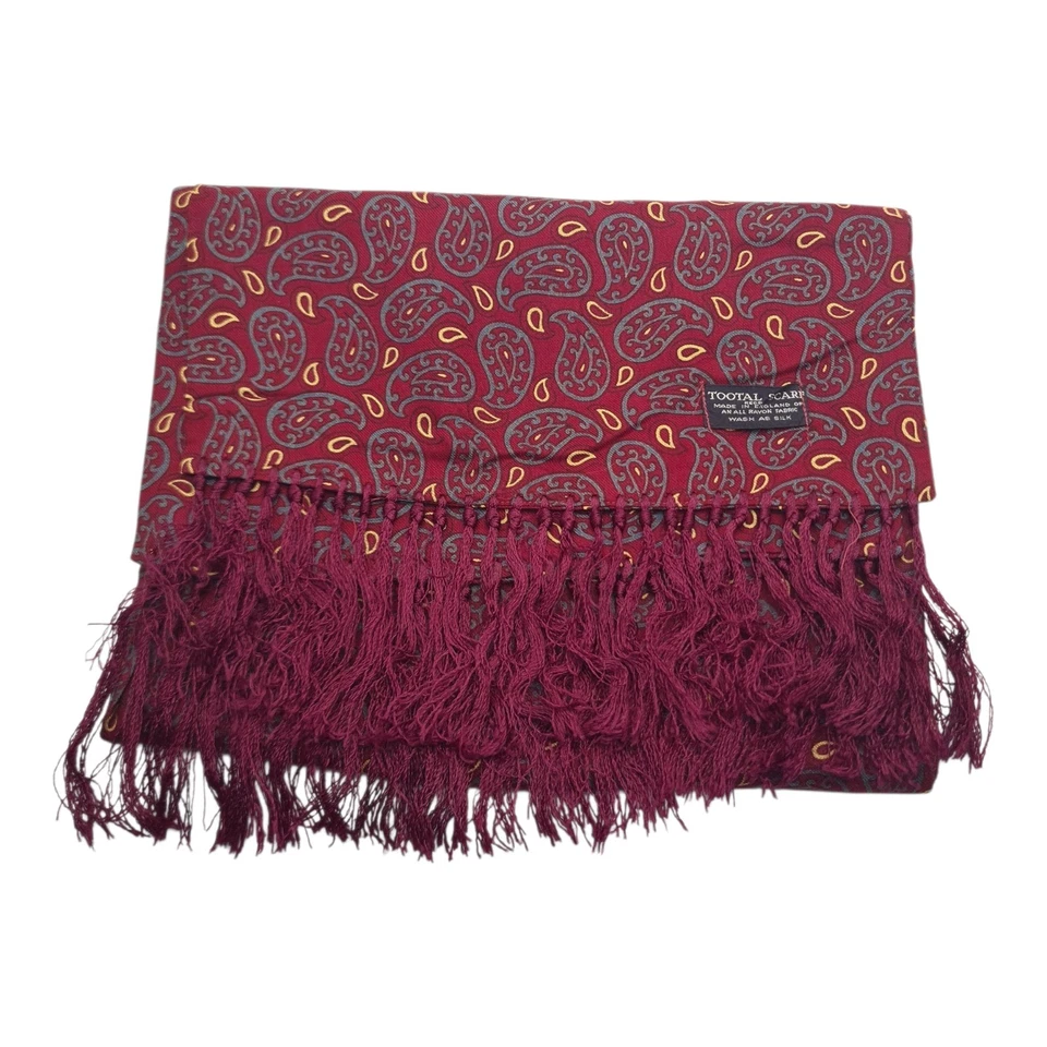 Tootal Mod Indie 1960s Paisley Scarf Vintage Retro Mens Fringed Ascot Cravat 107 - Image 4 of 4