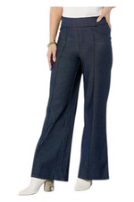 Nina Leonard Women's Pull-On Denim Wide Leg Pant Indigo