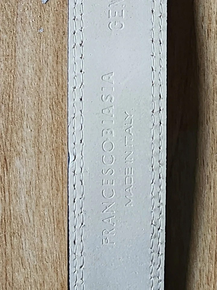 Cinturón para mujer Francesco Biassia de cuero genuino blanco talla L hecho en Italia Foto 3 de 4