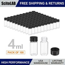 100 Pack 4ml Glass Vials with Screw Caps Clear Liquid Sample Vial Small Bottles