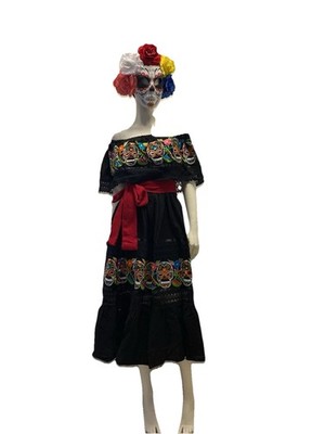 CALAVERAS DRESS, CATRINA DRESS, VESTIDO  BORDADO, MEXICAN DRESS, HAND MADE DRESS