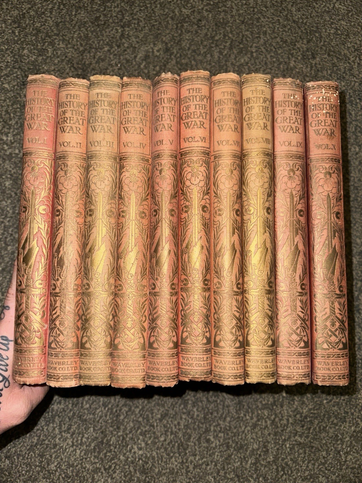 The History Of The Great War Book Bundle X 10, Hardcover, 1-10 Set, Red