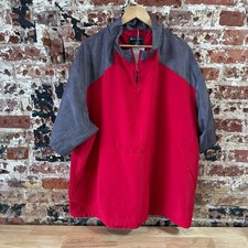 Holloway Warm Up Jacket Shirt 1/4 Zip Men's Red Gray 3XL Pockets short sleeve