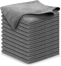 USANOOKS Microfiber Cleaning Cloth Grey - 12 Pcs Pack of 12, Gray 