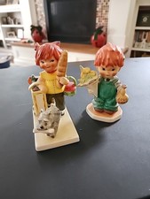 2 GOEBEL GERMANY REDHEADS LITTLE SHOPPER GIRL WITH PUPPY CHARLOT  1967 GOOD NEWS