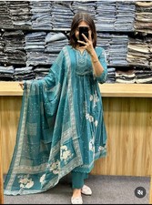 Pakistani Beautiful Cotton Anarkali Kurta Suit Indian Women Top Kurta Pant Set