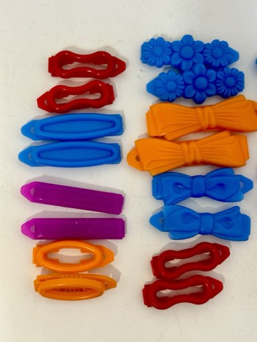 Vintage Goody Snap Tight Barrettes Lot Pink Orange Blue Red - Picture 2 of 7