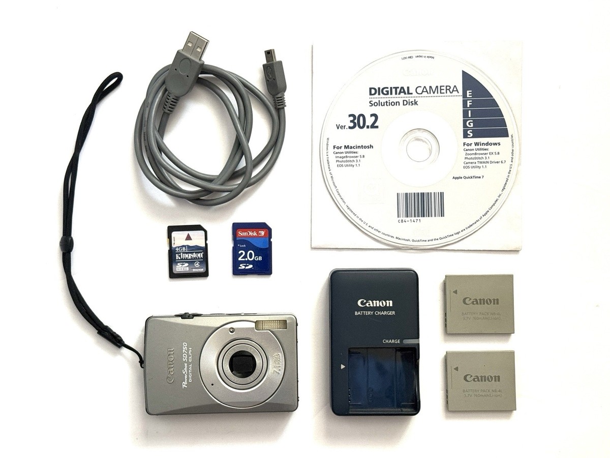 Canon PowerShot SD750 Digital ELPH 7.1 MP Camera Charger + 2