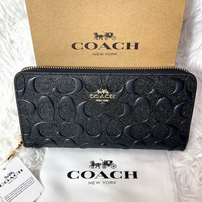 COACH Boxed Long Zip Around Wallet Signature Leather F53834 outlet New with Box