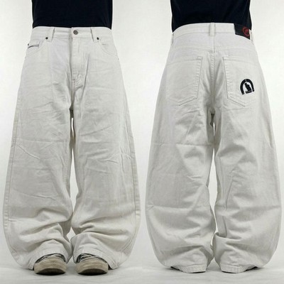 Vintage embroidered ecko unltd grunge baggy wide leg y2k rare skater white jeans
