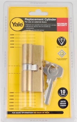 Yale PKM3030-PB 70mm Ersatzzylinder ext Tür, 3 Schlüssel, 30/10/30mm, Messing