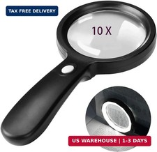 Magnifying Glass with Light, 10X Handheld Large Magnifying Glass 12 LED Illumina