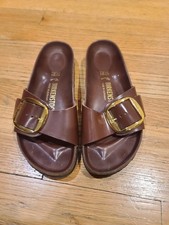Birkenstock Madrid Big Buckle Brown/Gold Sandals sz 38 L7/M5
