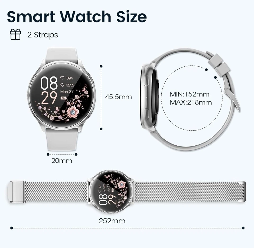 Smartwatch Damen Herren mit Telefonfunktion, 1.32 Zoll HD Voll Touchscreen #ÖZEN - Bild 4 von 4